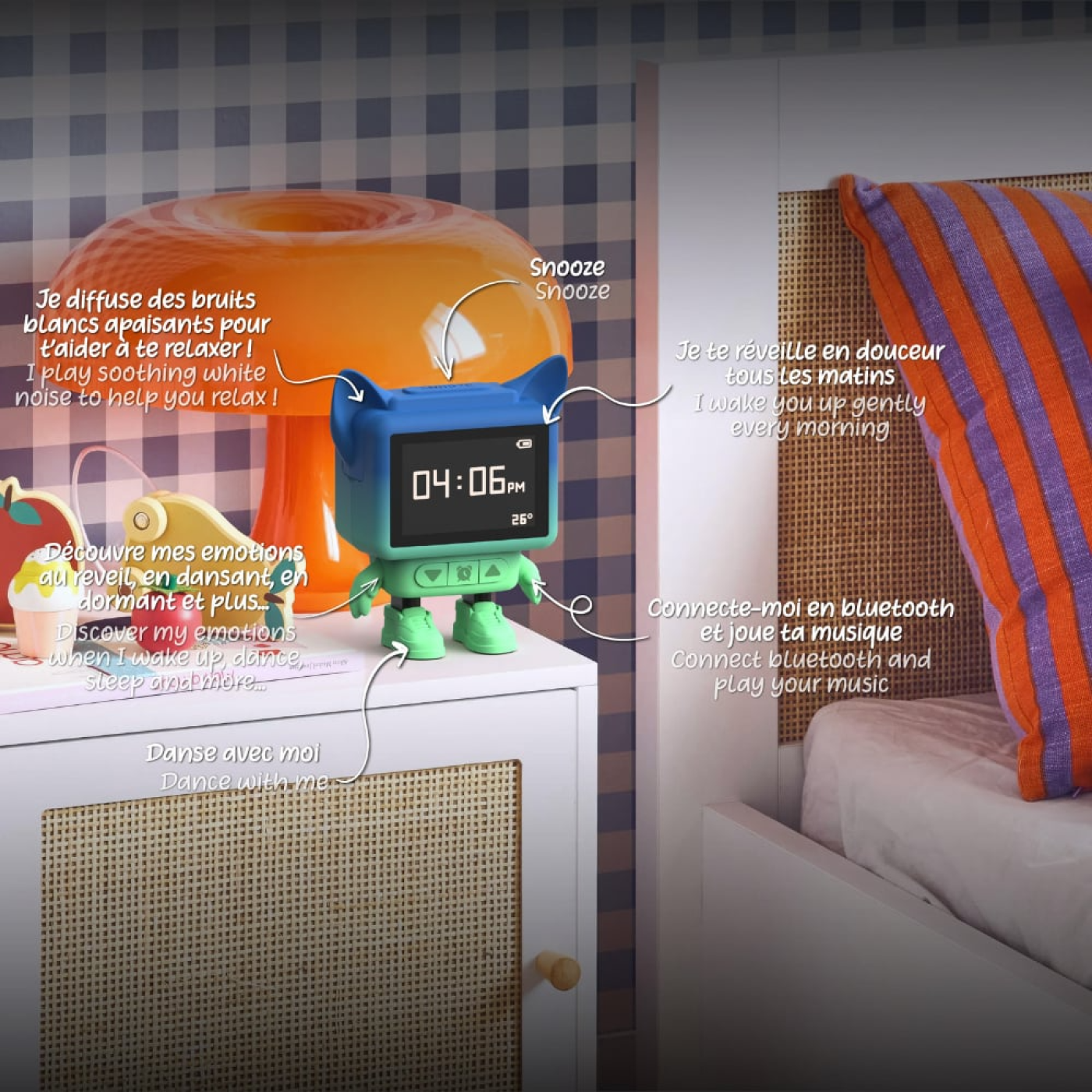 Eğlenceli Dans Eden Mavi Bluetooth Hoparlör ve Çalar Saat - 3701613301320 Eğlenceli Dans Eden Mavi Bluetooth Hoparlör ve Çalar Saat - DC-BL-01 - 3701613301320