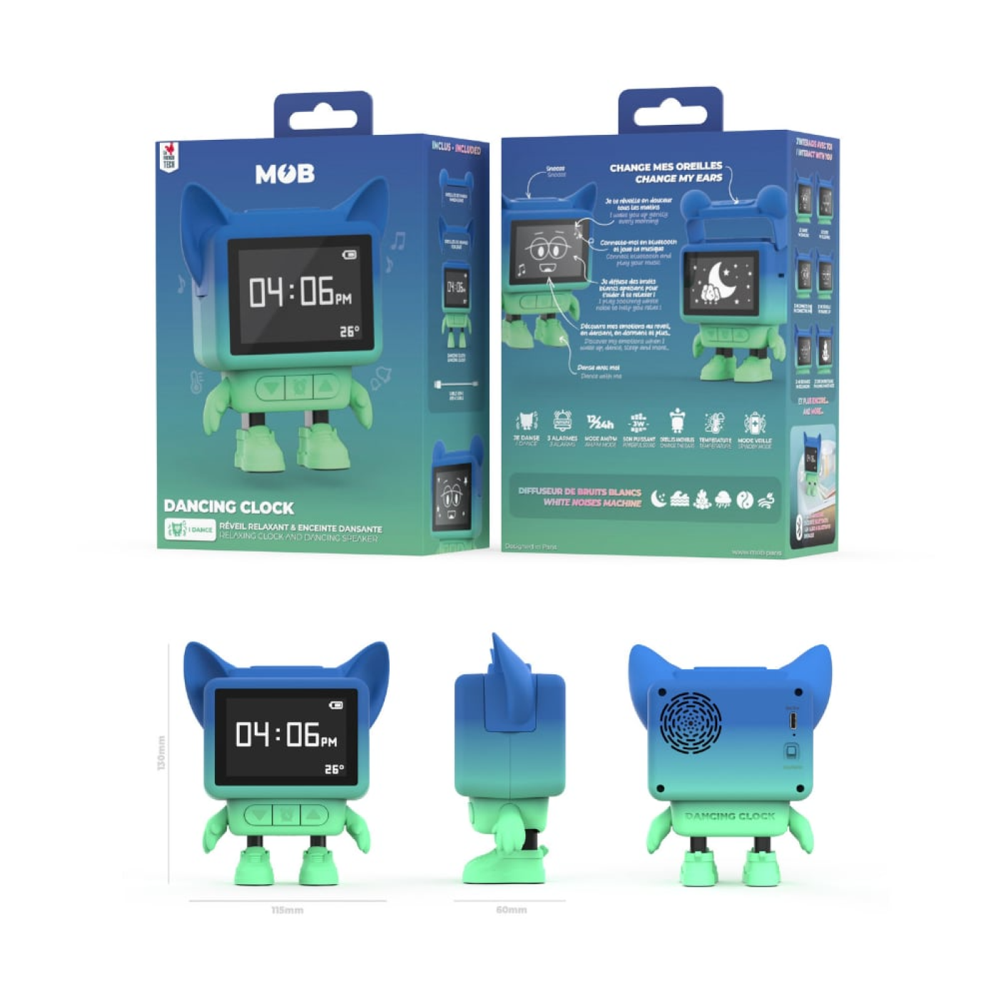 Eğlenceli Dans Eden Mavi Bluetooth Hoparlör ve Çalar Saat - 3701613301320 Eğlenceli Dans Eden Mavi Bluetooth Hoparlör ve Çalar Saat - DC-BL-01 - 3701613301320