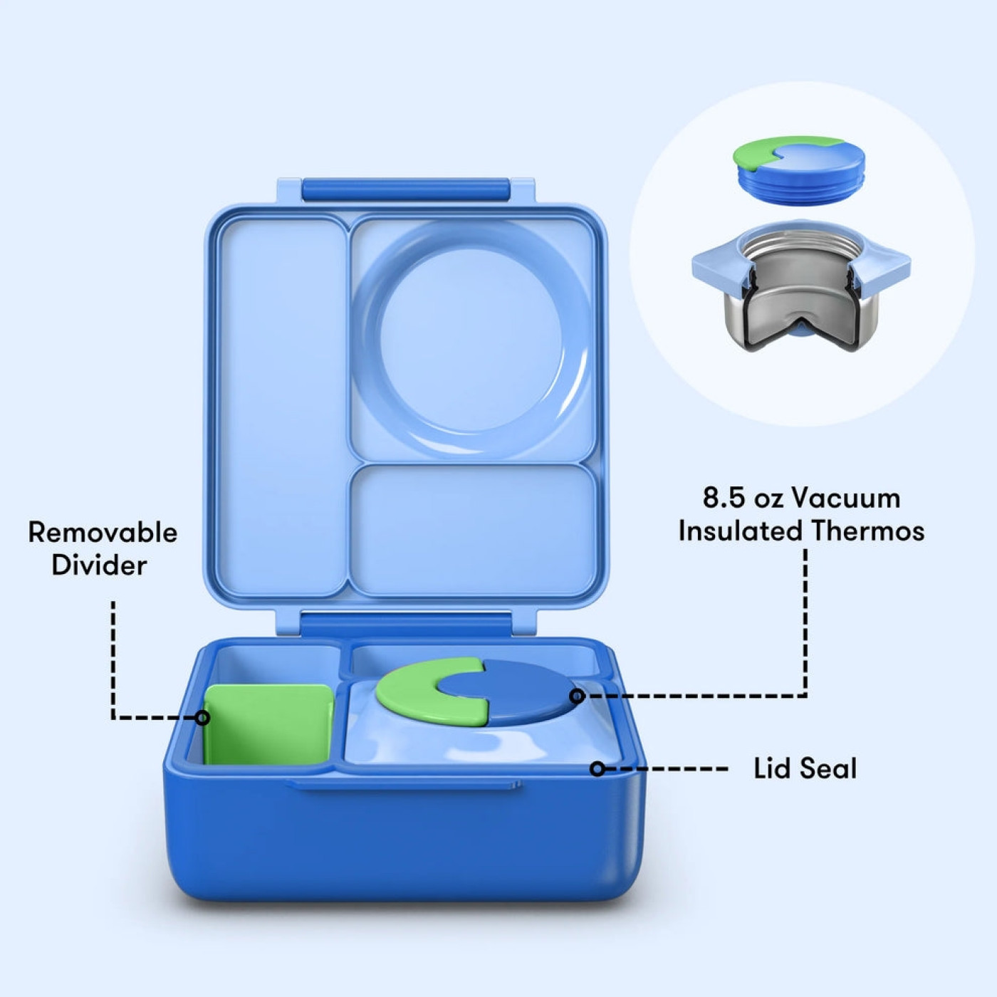 Omiebox - Isı Yalıtımlı Deniz Mavisi Bento Yemek Kutusu Omiebox - Isı Yalıtımlı Deniz Mavisi Bento Yemek Kutusu