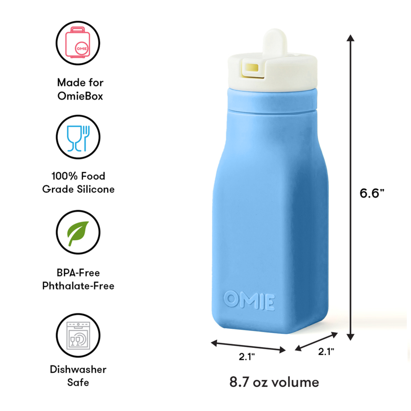 Omiebox - OmieBottle BPAsız Silikon Suluk Mavi Omiebox - OmieBottle BPAsız Silikon Suluk Mavi
