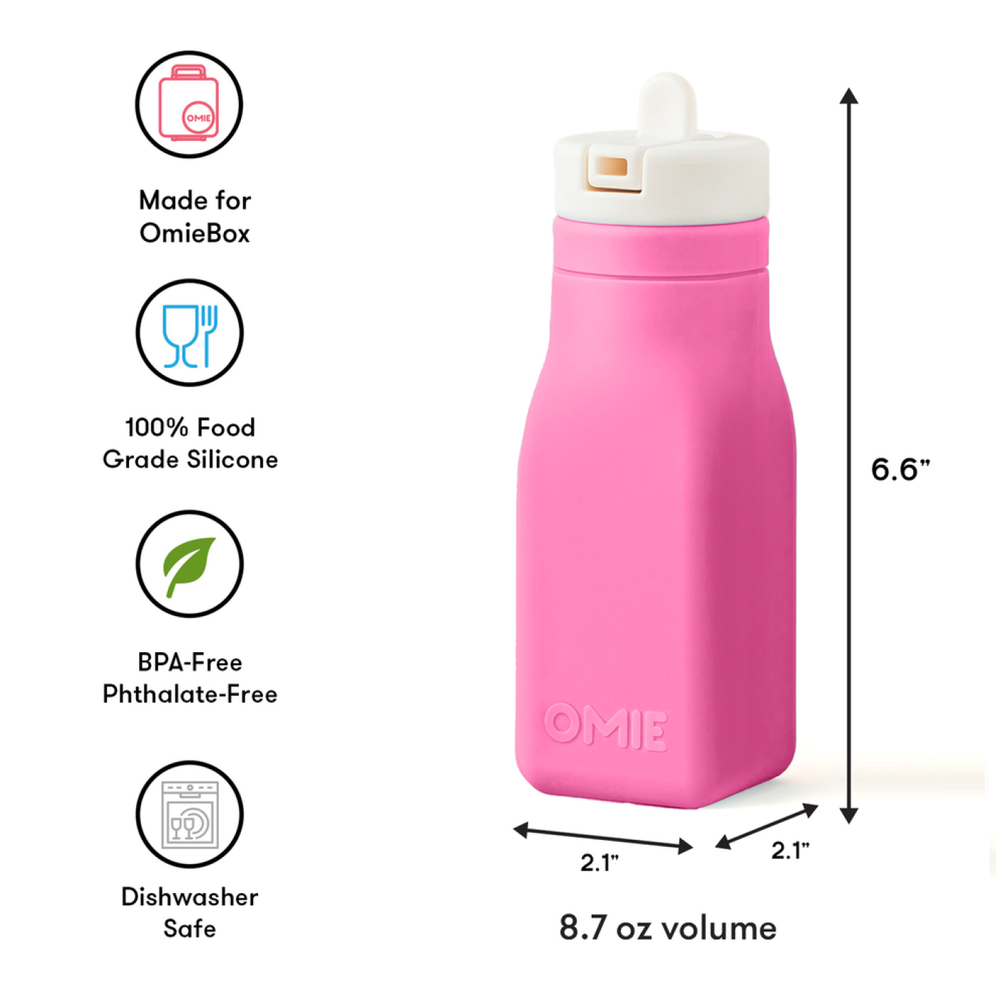 Omiebox - OmieBottle BPAsız Silikon Suluk Pembe Omiebox - OmieBottle BPAsız Silikon Suluk Pembe