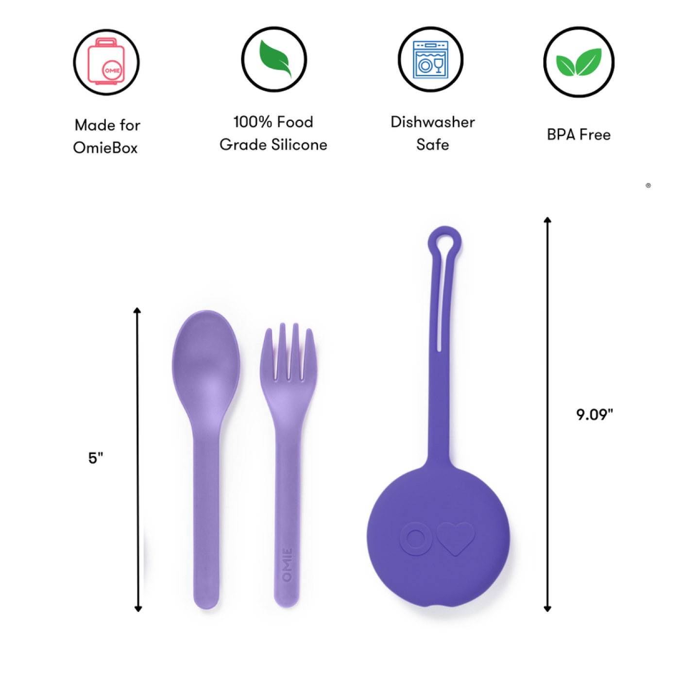Omiebox - OmiePod Lila Silikon Çatal ve Kaşık Seti Omiebox - OmiePod Lila Silikon Çatal ve Kaşık Seti