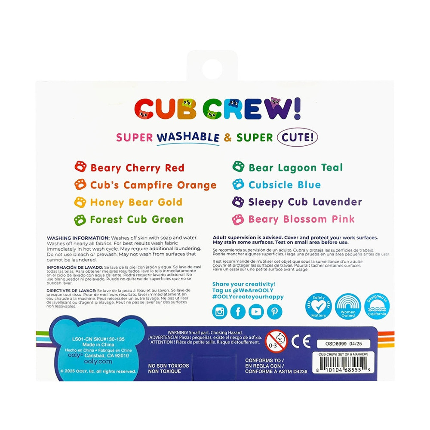 Ooly Cub Crew Yıkanabilir 8'li Keçeli Kalem