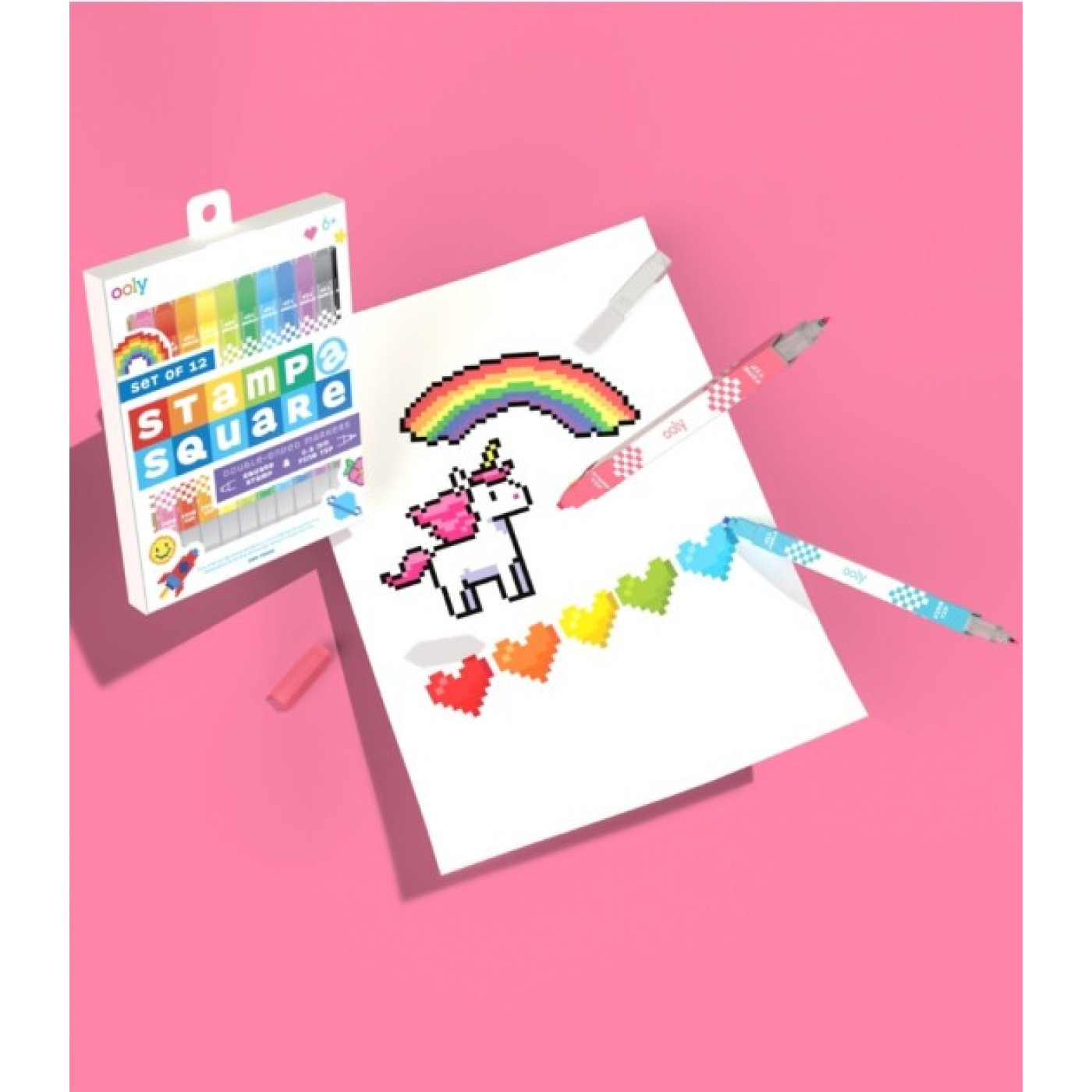 Ooly Stamp-A-Square Çift Uçlu 12’li Keçeli Kalem - 130-112 - 810104681575