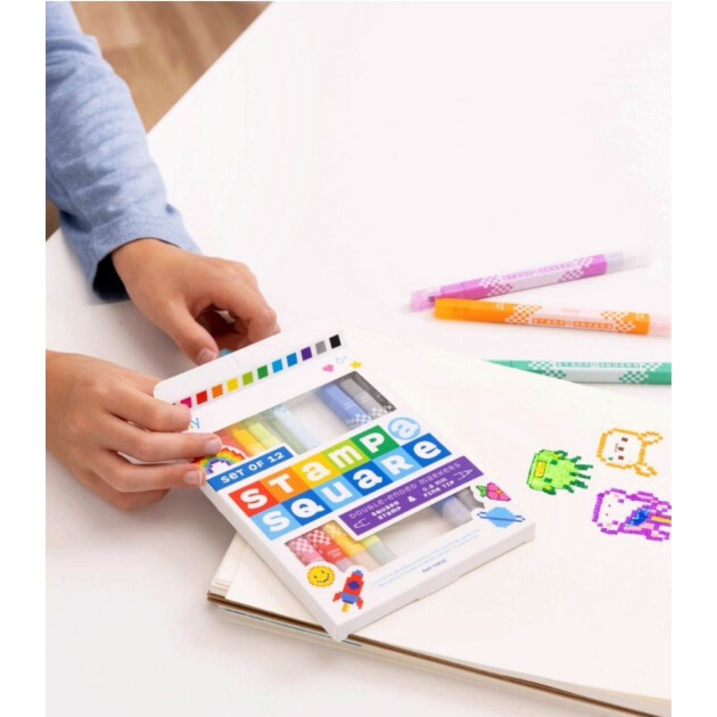 Ooly Stamp-A-Square Çift Uçlu 12’li Keçeli Kalem - 130-112 - 810104681575