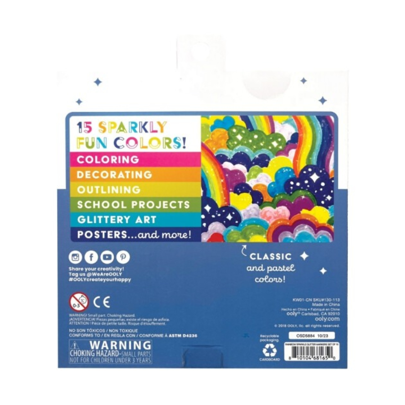 Ooly Rainbow Sparkle Simi 15’li Keçeli Kalem