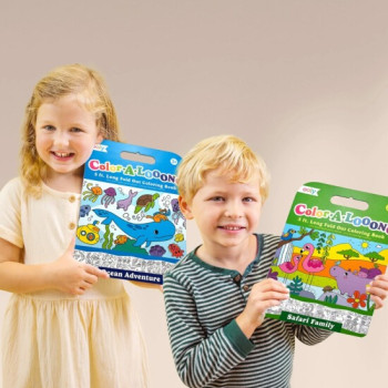 Ooly - Color-A-Looong: Fold Out Boyama Kitabı - Safari Family