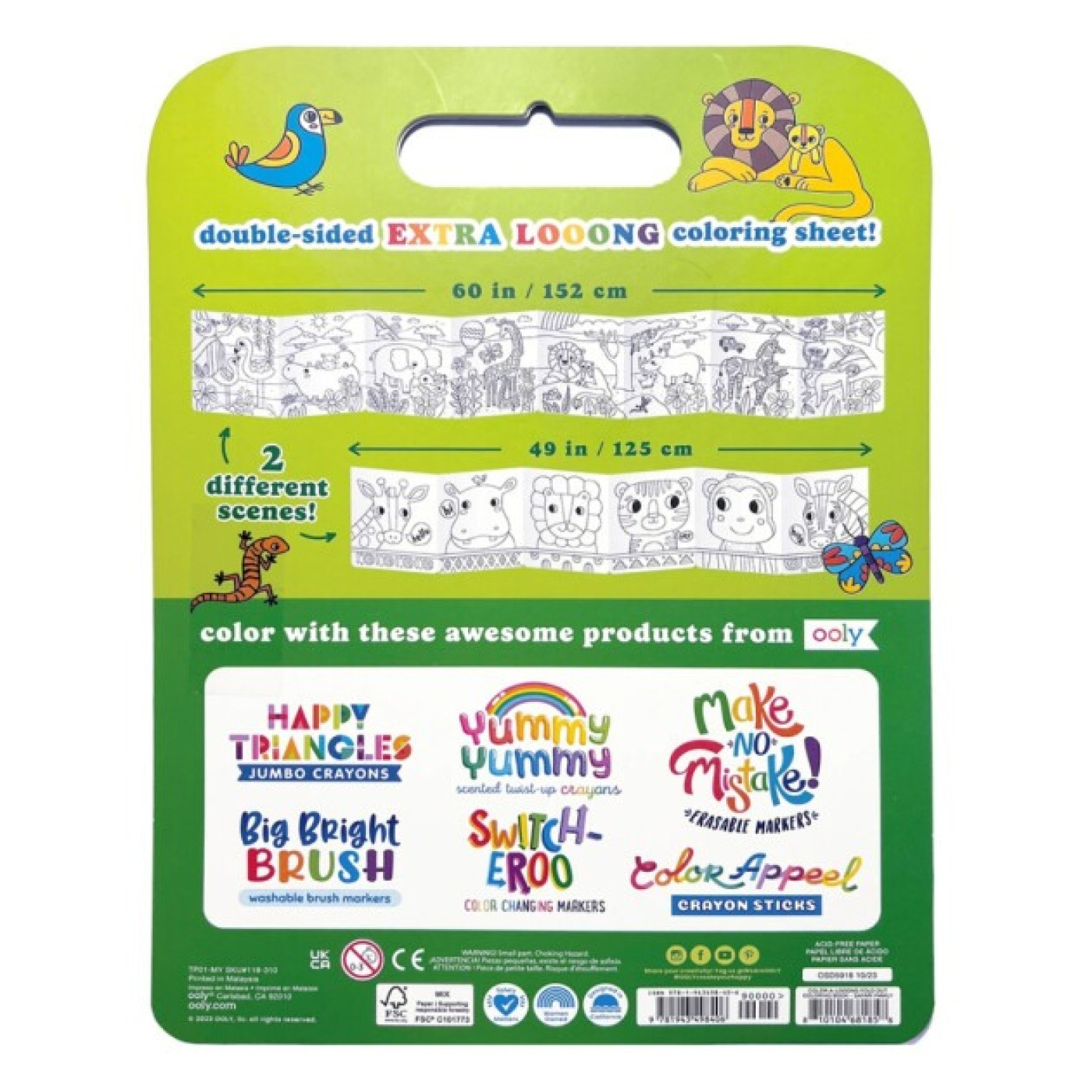 Ooly - Color-A-Looong: Fold Out Boyama Kitabı - Safari Family - ST00607 - 810104681858