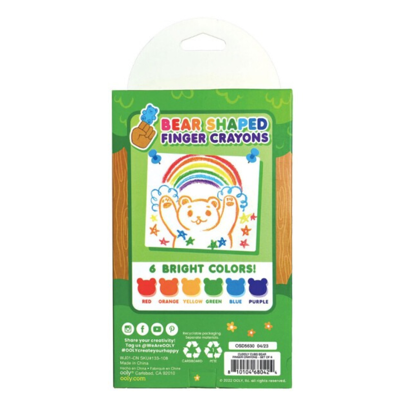 Ooly - Cuddly Cubs Bear 6’Lı Parmağa Takılabilir Mum Boya - 133-108 - 810104680424