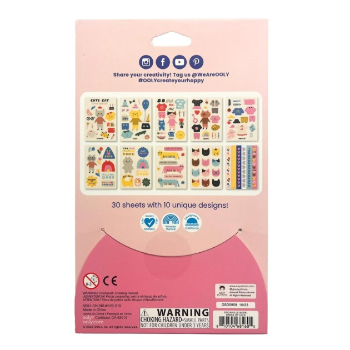 Ooly - Stickiville Çıkartma Kitabı - A Whole Lotta Stickers! Dress Up Cats - 120-215 - 810104681605