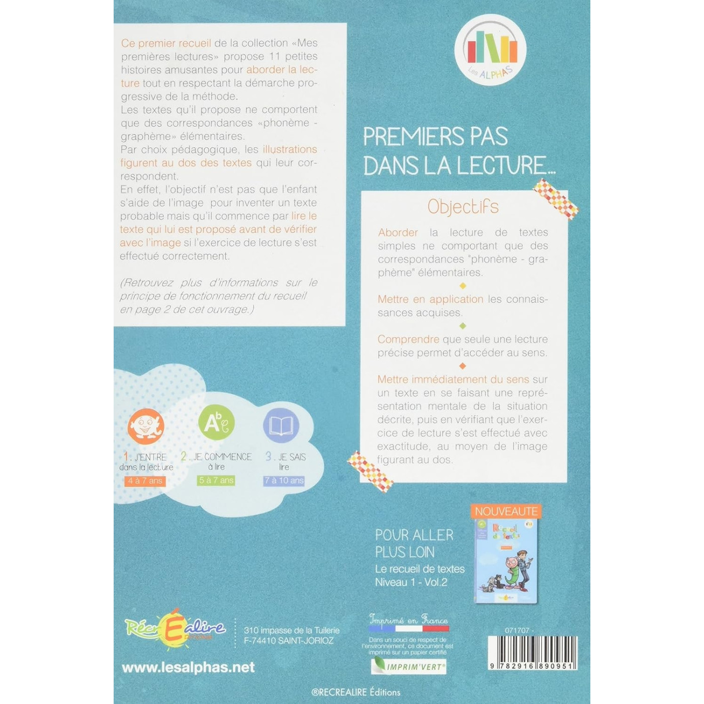 Recrealiere - Recueil de Textes Niveau 1 Volume 1