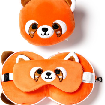 Relaxeazzz Seyahat Yastığı ve Göz Bandı Kırmızı Panda