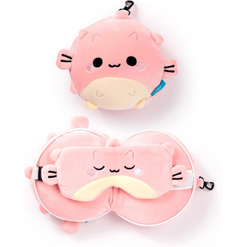 Relaxeazzz Seyahat Yastığı ve Göz Bandı Pembe Balık Relaxeazzz Seyahat Yastığı ve Göz Bandı Pembe Balık