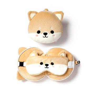 Relaxeazzz Shiba Inu Dog Plush Seyahat Yastığı ve Göz Bandı Relaxeazzz Shiba Inu Dog Plush Seyahat Yastığı ve Göz Bandı