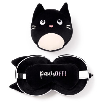 Relaxeazzz Feline Fine Cat Plush Seyahat Yastığı ve Göz Bandı Relaxeazzz Feline Fine Cat Plush Seyahat Yastığı ve Göz Bandı