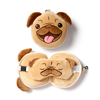 Relaxeazzz Mopps Pug Plush Seyahat Yastığı ve Göz Bandı Relaxeazzz Mopps Pug Plush Seyahat Yastığı ve Göz Bandı