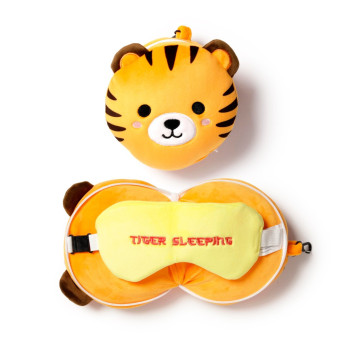 Relaxeazzz Tiger Plush Seyahat Yastığı ve Göz Bandı Relaxeazzz Tiger Plush Seyahat Yastığı ve Göz Bandı