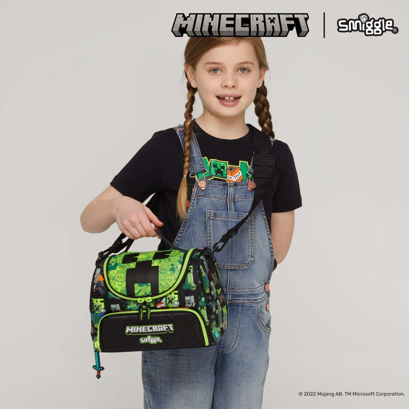 Smiggle - Minecraft Çift Katlı Askılı Beslenme Çantası - ST01222 - 9332934353299