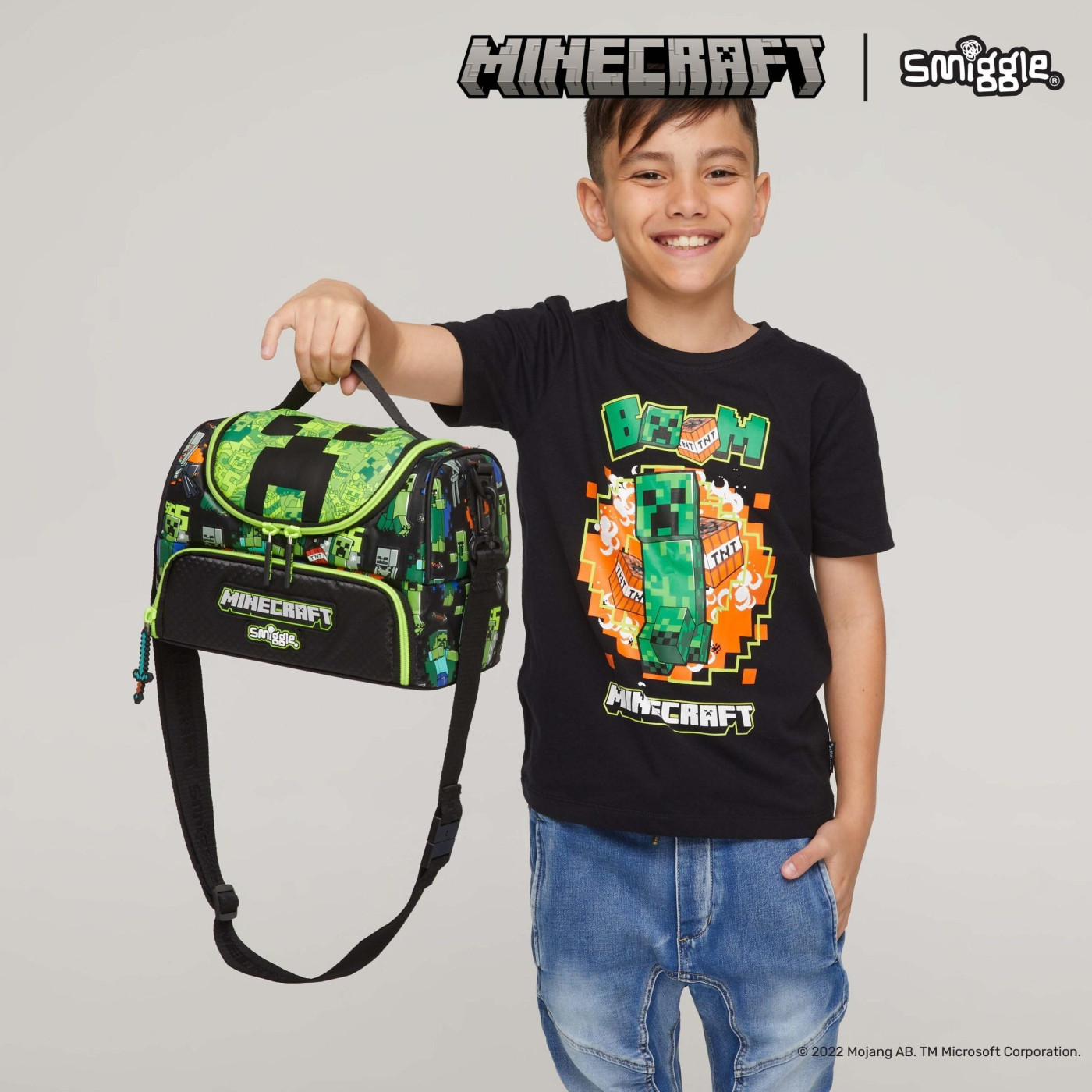 Smiggle - Minecraft Çift Katlı Askılı Beslenme Çantası - ST01222 - 9332934353299