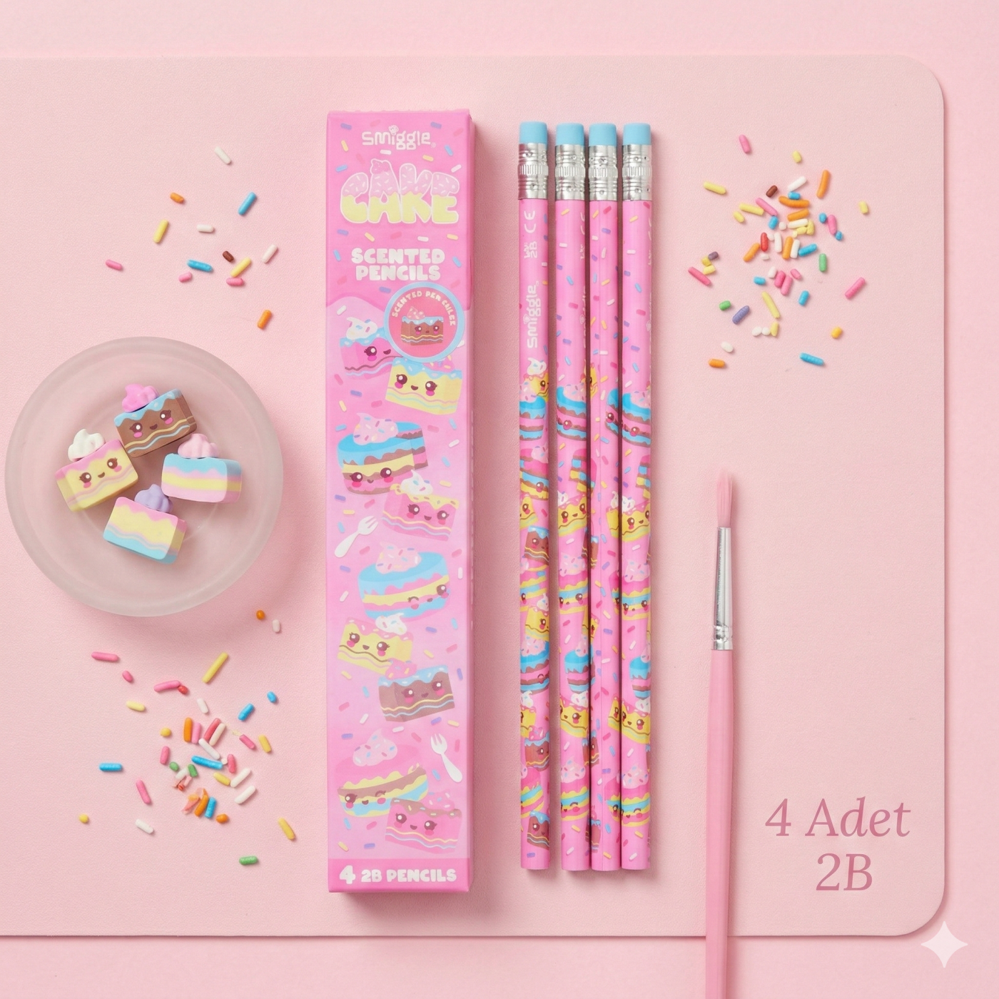 Smiggle - Pasta Kokulu 4lü Kurşun Kalem Seti