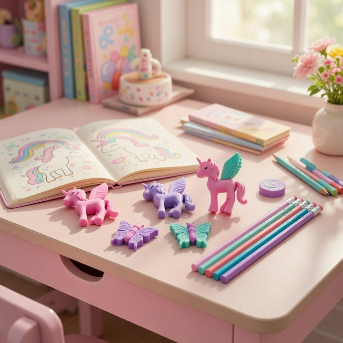 Smiggle - Unicorn Vision Silgi Kalem Kutusu Kırtasiye Seti Çocuk Okul Hediye Paketi Renkli