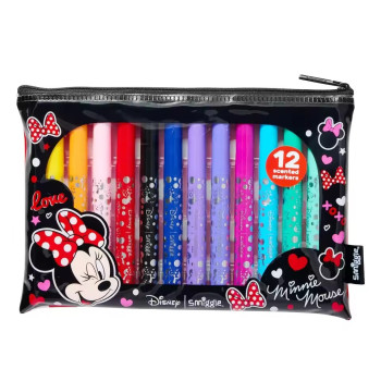 Smiggle - Minnie Mouse 12li Marker Kokulu Kalem ve Kalem Çantası 