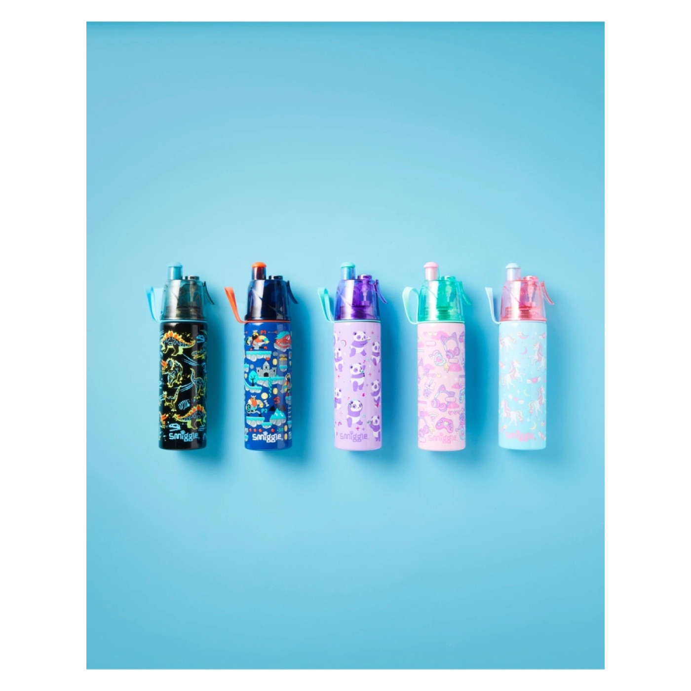 Smiggle - Livin Dinazor Su Püskürtmeli Çelik 500Ml Matara