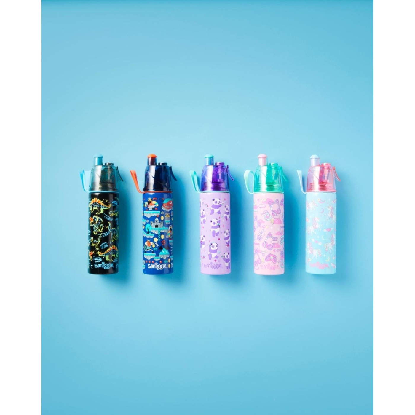 Smiggle - Livin Dinazor Su Püskürtmeli Çelik 500Ml Matara