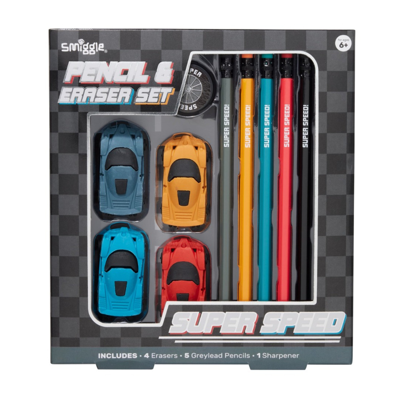 Smiggle - Super Yarış Kalem Ve Silgi Seti - 470153-1 - 9332934399402