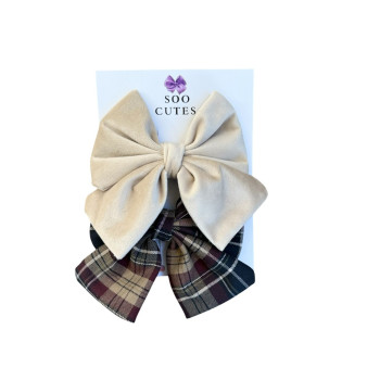 Soo Cutes Velvet Bow Beige Soo Cutes Velvet Bow Beige