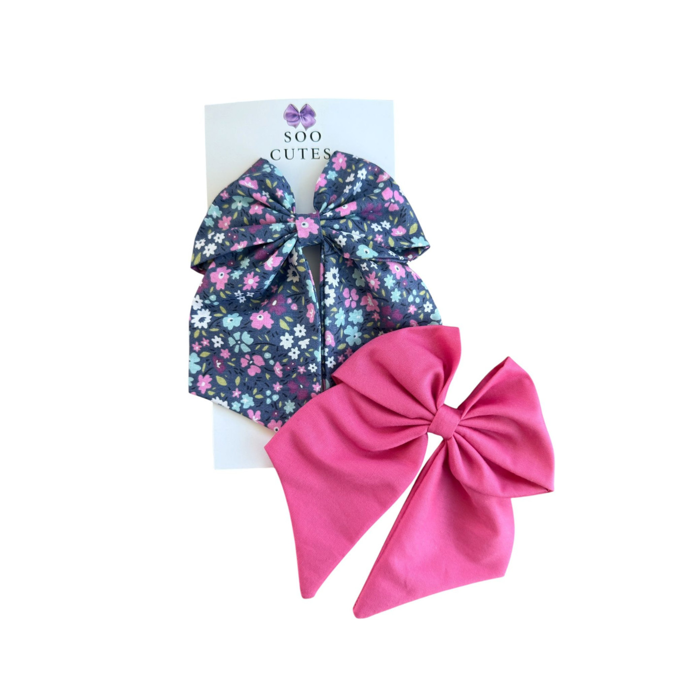 Soo Cutes Twin Purple Flowers Bows