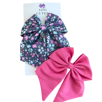 Soo Cutes Twin Purple Flowers Bows
