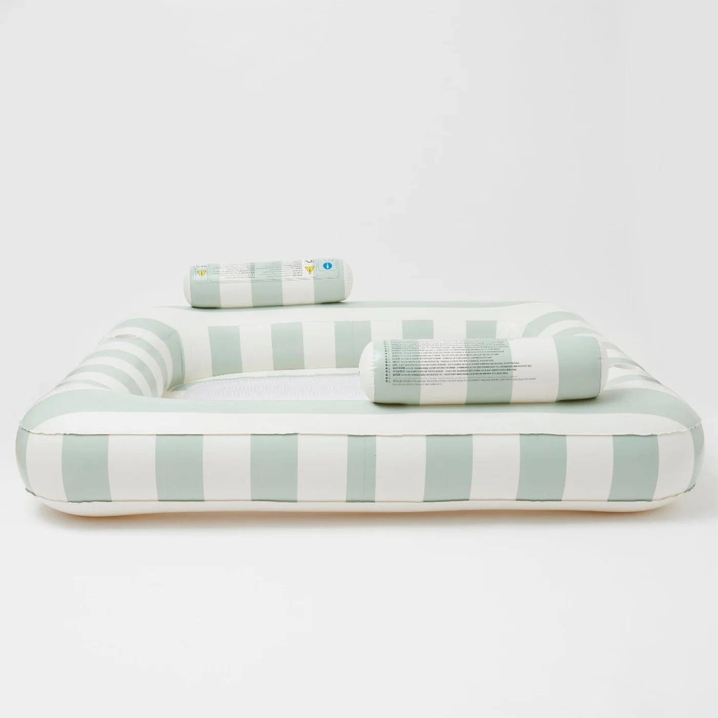 Sunnylife - Çift Kişilik Soft Yeşil Çizgili Havuz Yatağı Simidi (Outlet)
