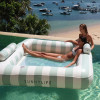 Sunnylife - Çift Kişilik Soft Yeşil Çizgili Havuz Yatağı Simidi (Outlet)