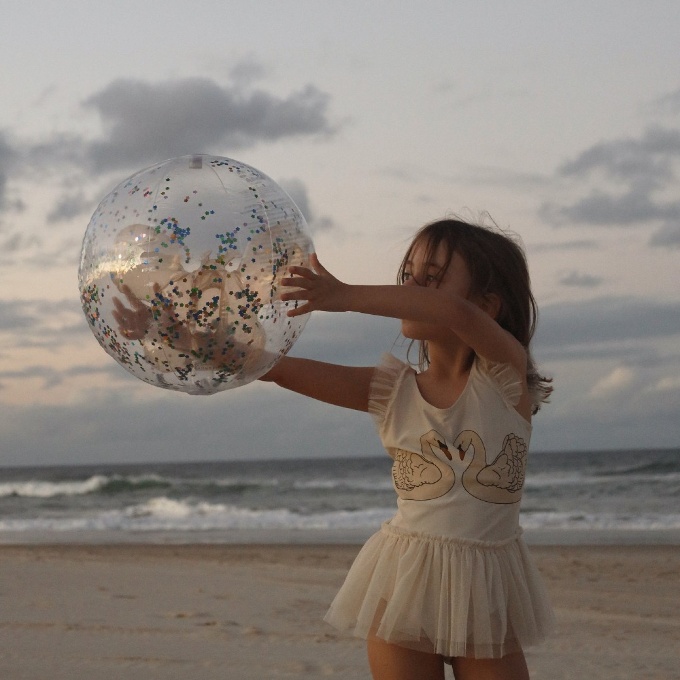 3D Inflatable Beach Ball Cotton Candy Glitter - S51BBBPK - 9339296069271