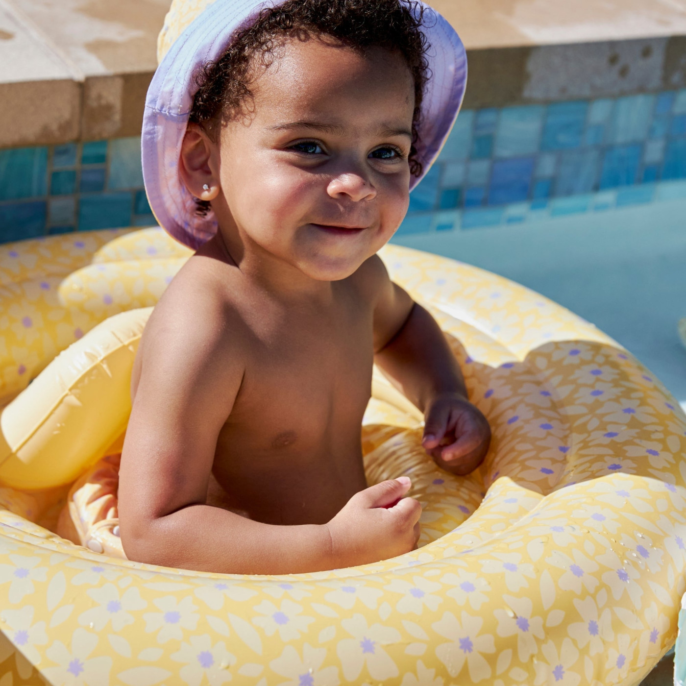 Swim Essentials - Yellow Flowers Bebek Sırt Destekli Yüzme Simidi 0-1 Yaş