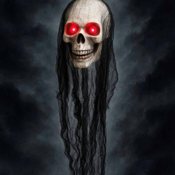 Halloween Led Işıklı Kuru Kafa Asma Süs
