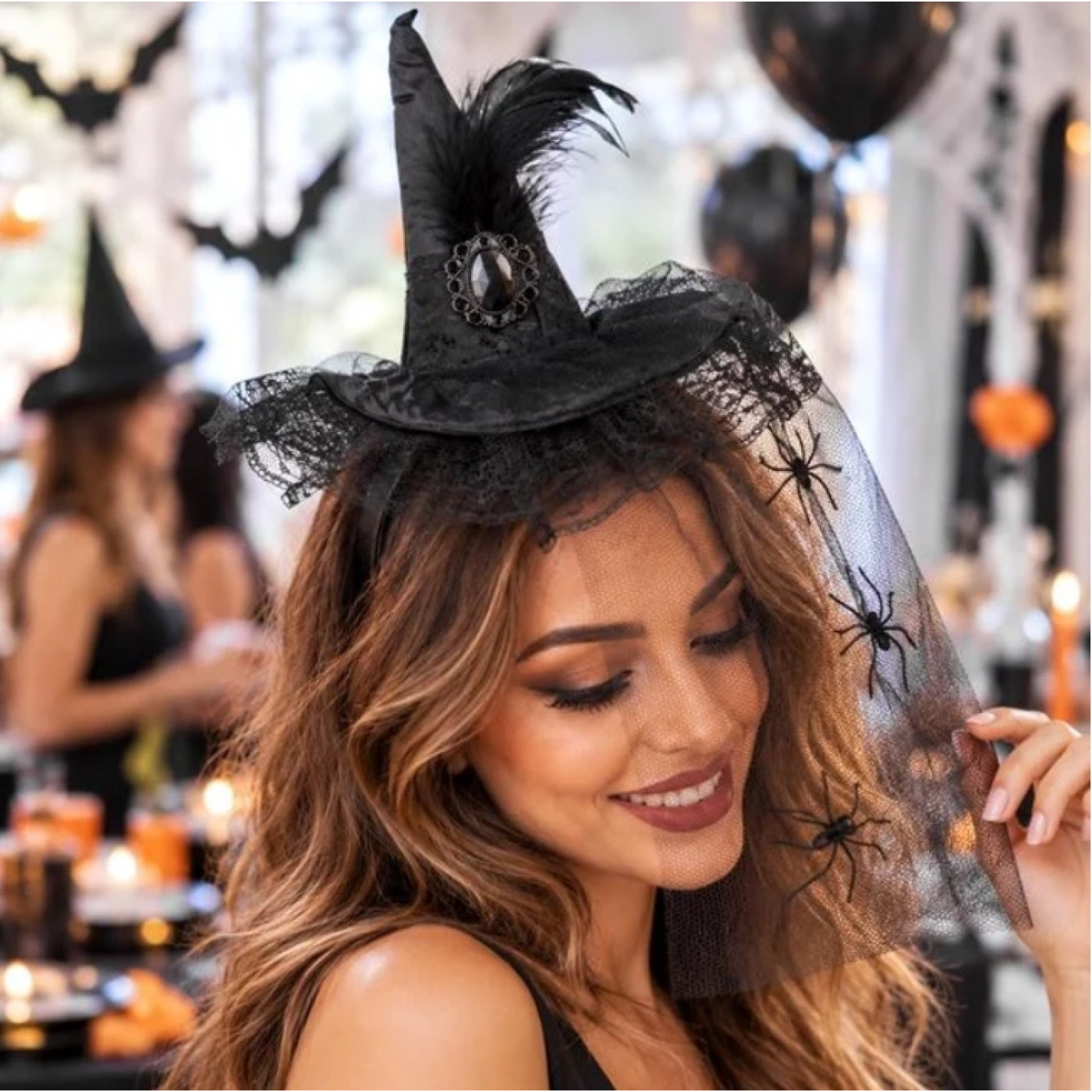 TM Halloween Tül Cadı Şapkası Tacı - Halloween Görseli