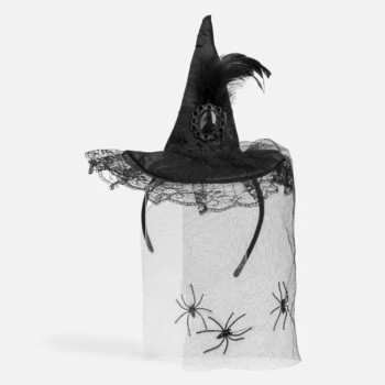 Halloween Tül Cadı Şapkası Tacı
