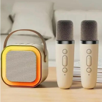 Çift Mikrofonlu Kablolu Karaoke Seti Bej Çift Mikrofonlu Kablolu Karaoke Seti Bej