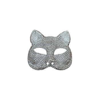 Taşlı Kedi Maske Beyaz