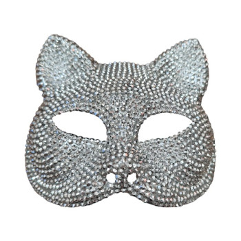 Taşlı Kedi Maske Beyaz