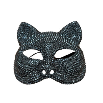 Taşlı Kedi Maske Siyah