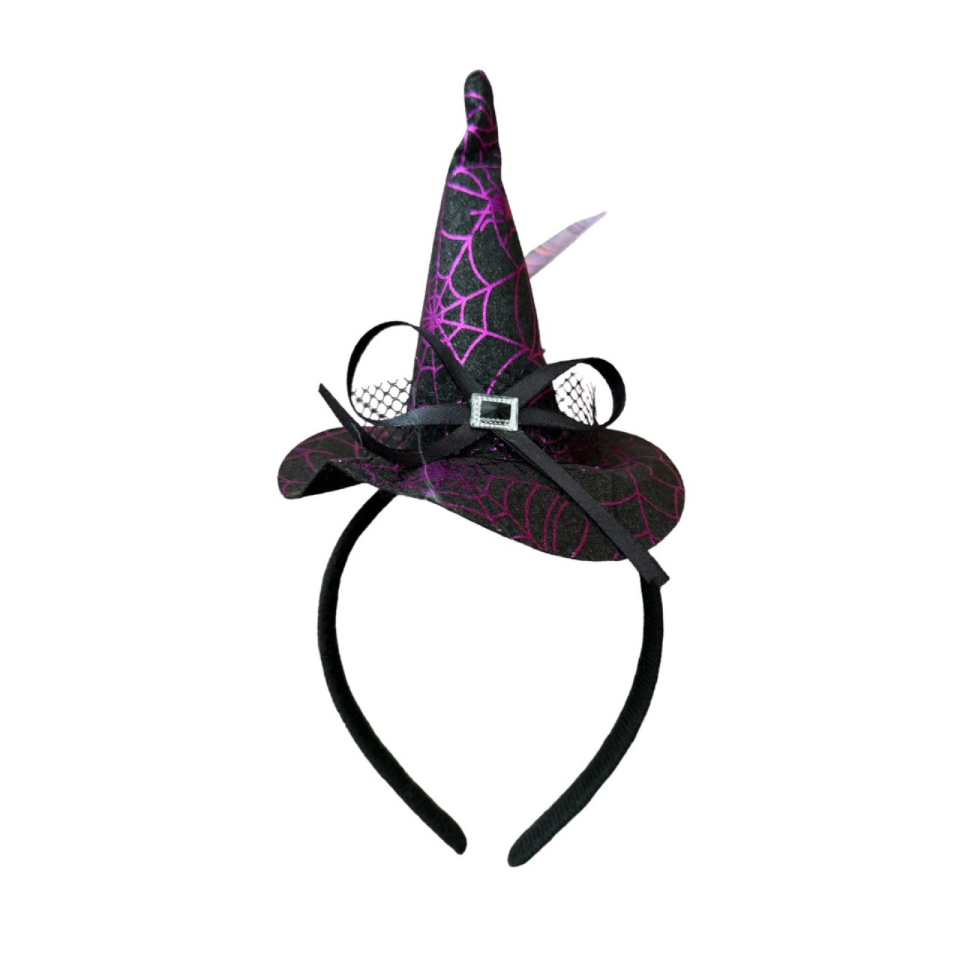 TM Halloween Mor Ağ Desenli Cadı Şapkası Tacı - Halloween Görseli