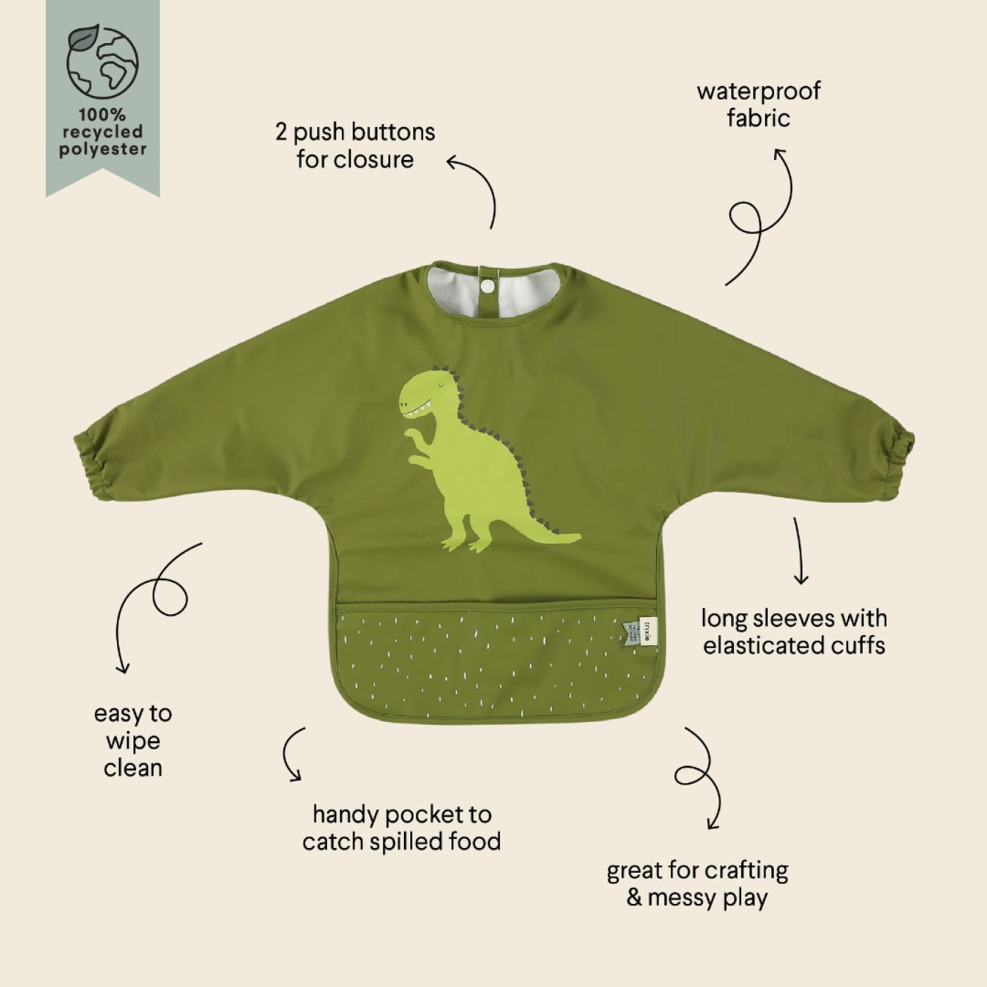 TRIXIE - WATERPROOF LONG SLEEVE BIB MR. DINO - 5400858963284 TRIXIE - WATERPROOF LONG SLEEVE BIB MR. DINO - 5400858963284 - 5400858963284