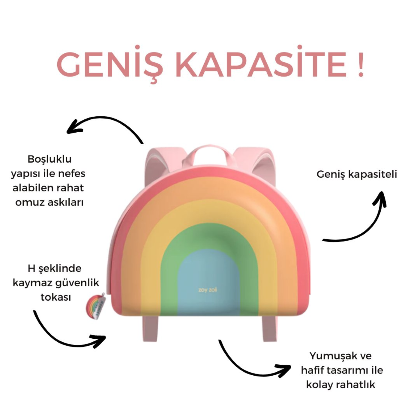 Zoyzoii Dream Serisi Sırt Çantası / Sugar Heart Rainbow