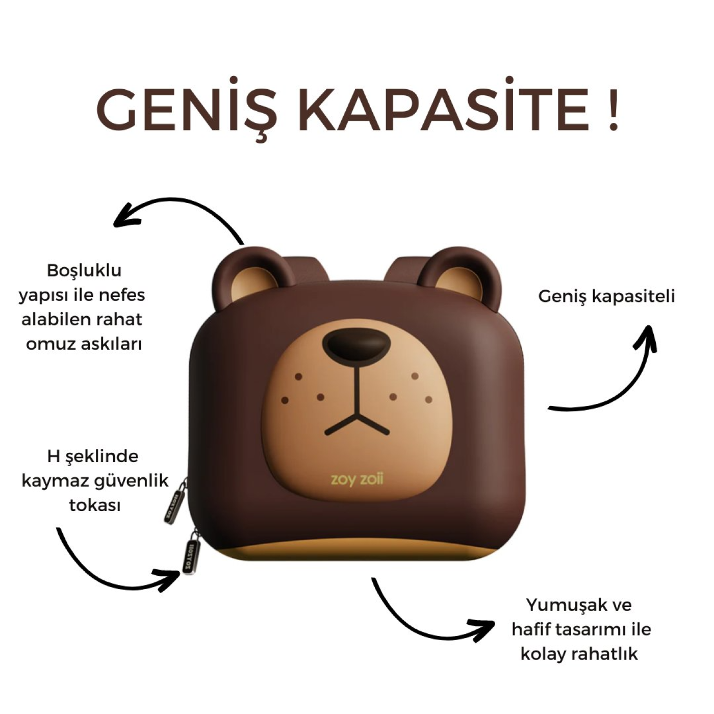 ZOYZOII Forest Serisi Cute Big Brown Sırt Çantası / Bear - B01002 - 8690000005123