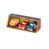 B.Toys 3lü Mini Çek-Bırak Araba Seti - Okul Otobüsü/Yarış Arabası/Polis - BX1657Z - 062243339866