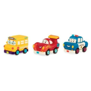 B.Toys - 3'Lü Mini Çek-Bırak Araba Seti - Okul Otobüsü/Yarış Arabası/Polis B.Toys - 3'Lü Mini Çek-Bırak Araba Seti - Okul Otobüsü/Yarış Arabası/Polis