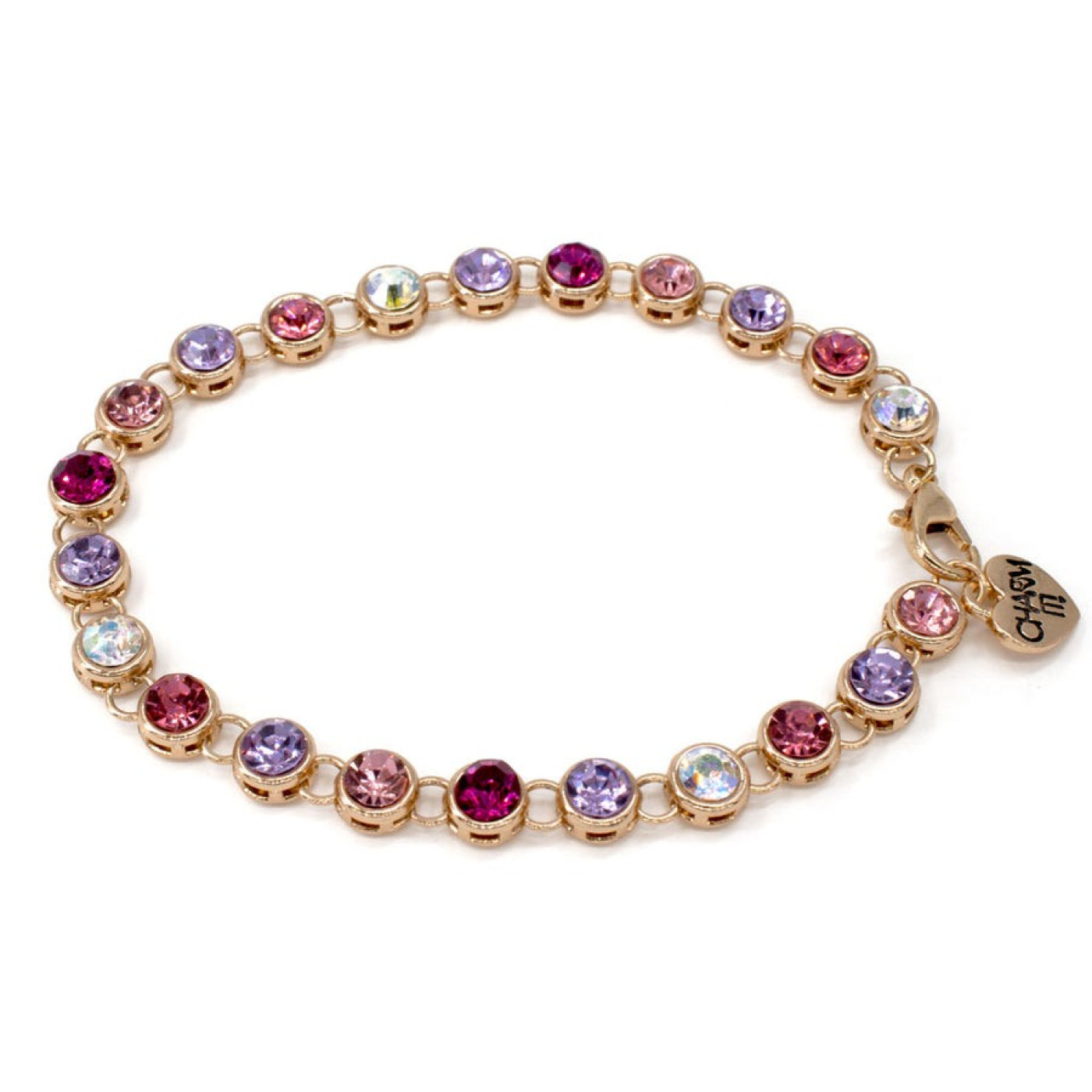 CHARM IT! Gold Pink Multi Rhinestone Bracelet /Taşlı Bilezik - CIB934 - 794187092032